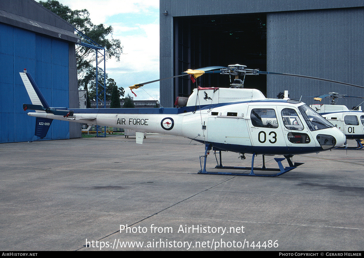 Aircraft Photo of A22-003 | Aerospatiale AS-350B Squirrel | Australia - Air Force | AirHistory.net #144486