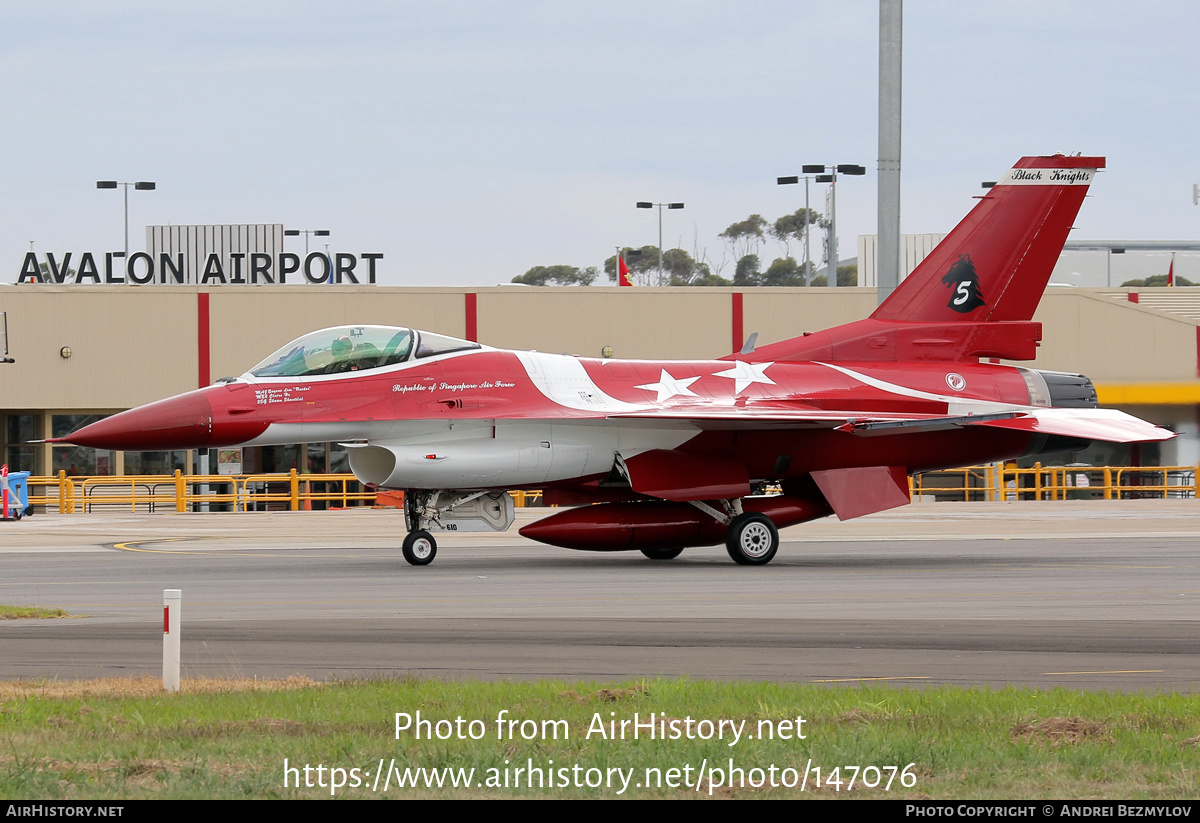 Aircraft Photo of 610 | Lockheed Martin F-16DJ Fighting Falcon | Singapore - Air Force | AirHistory.net #147076