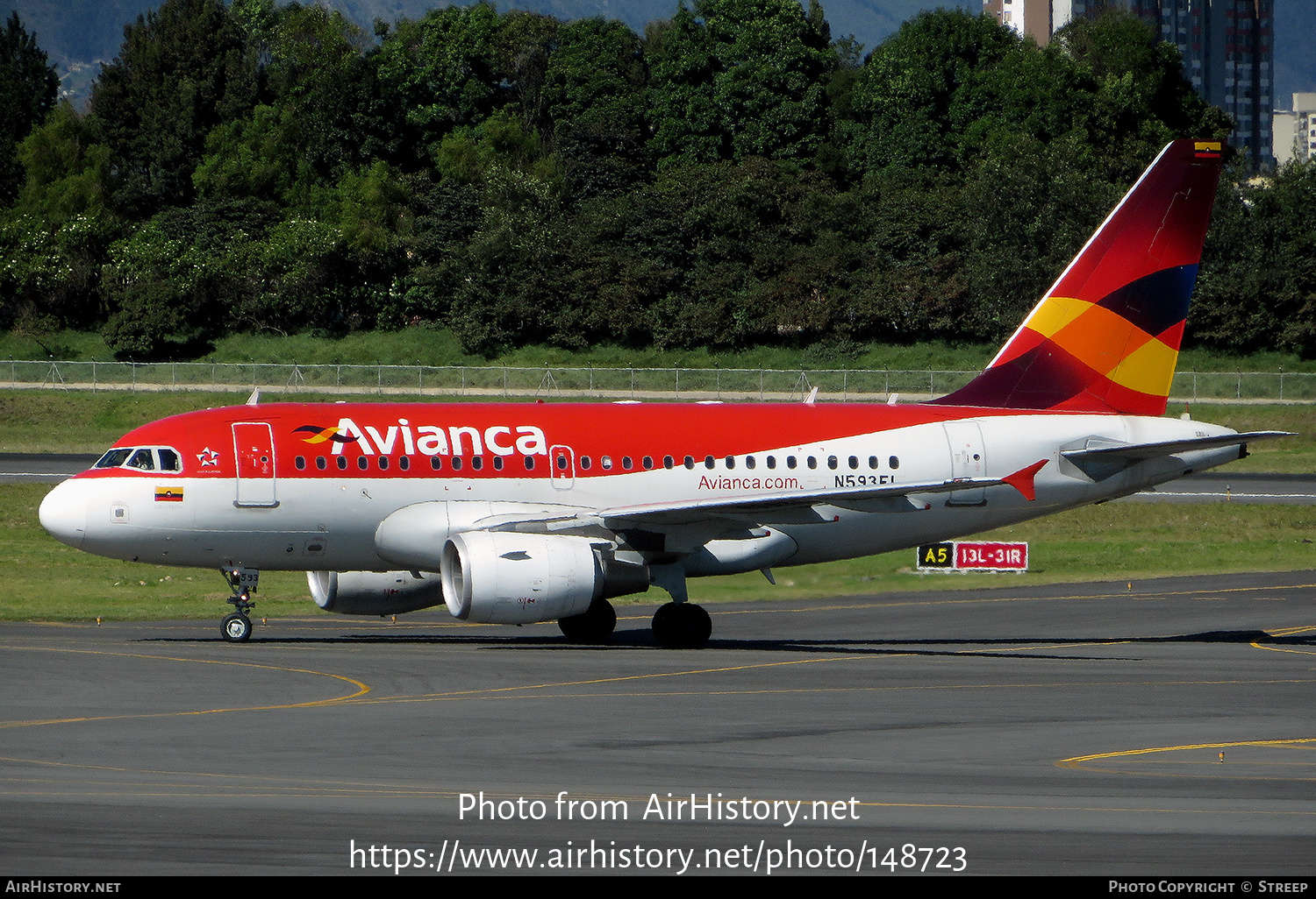 Aircraft Photo of N593EL | Airbus A318-111 | Avianca | AirHistory.net #148723