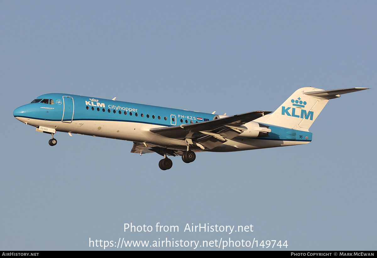 Aircraft Photo of PH-KZS | Fokker 70 (F28-0070) | KLM Cityhopper | AirHistory.net #149744