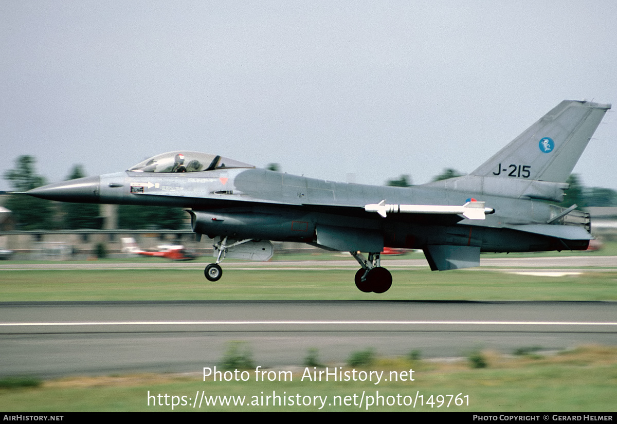 Aircraft Photo of J-215 | General Dynamics F-16A Fighting Falcon | Netherlands - Air Force | AirHistory.net #149761