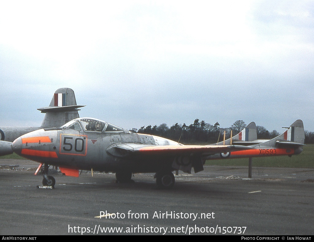 Aircraft Photo of XD593 | De Havilland D.H. 115 Vampire T11 | UK - Air Force | AirHistory.net #150737