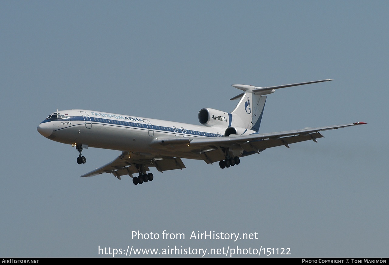 Aircraft Photo of RA-85751 | Tupolev Tu-154M | Gazpromavia | AirHistory.net #151122