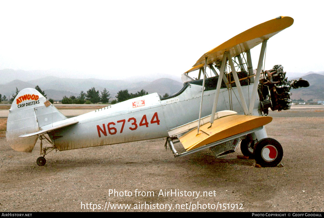 Aircraft Photo of N67344 | Stearman N2S-3 Kaydet (B75N1) | Atwood Crop Dusters | AirHistory.net #151912