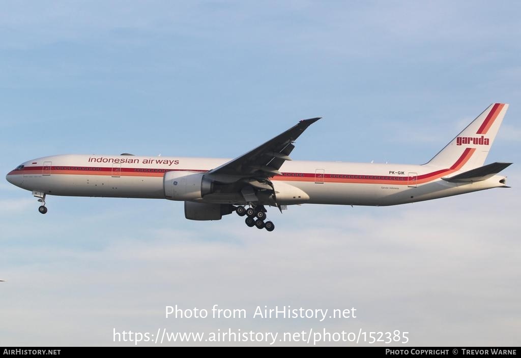 Aircraft Photo of PK-GIK | Boeing 777-3U3/ER | Garuda Indonesia | Garuda Indonesian Airways | AirHistory.net #152385