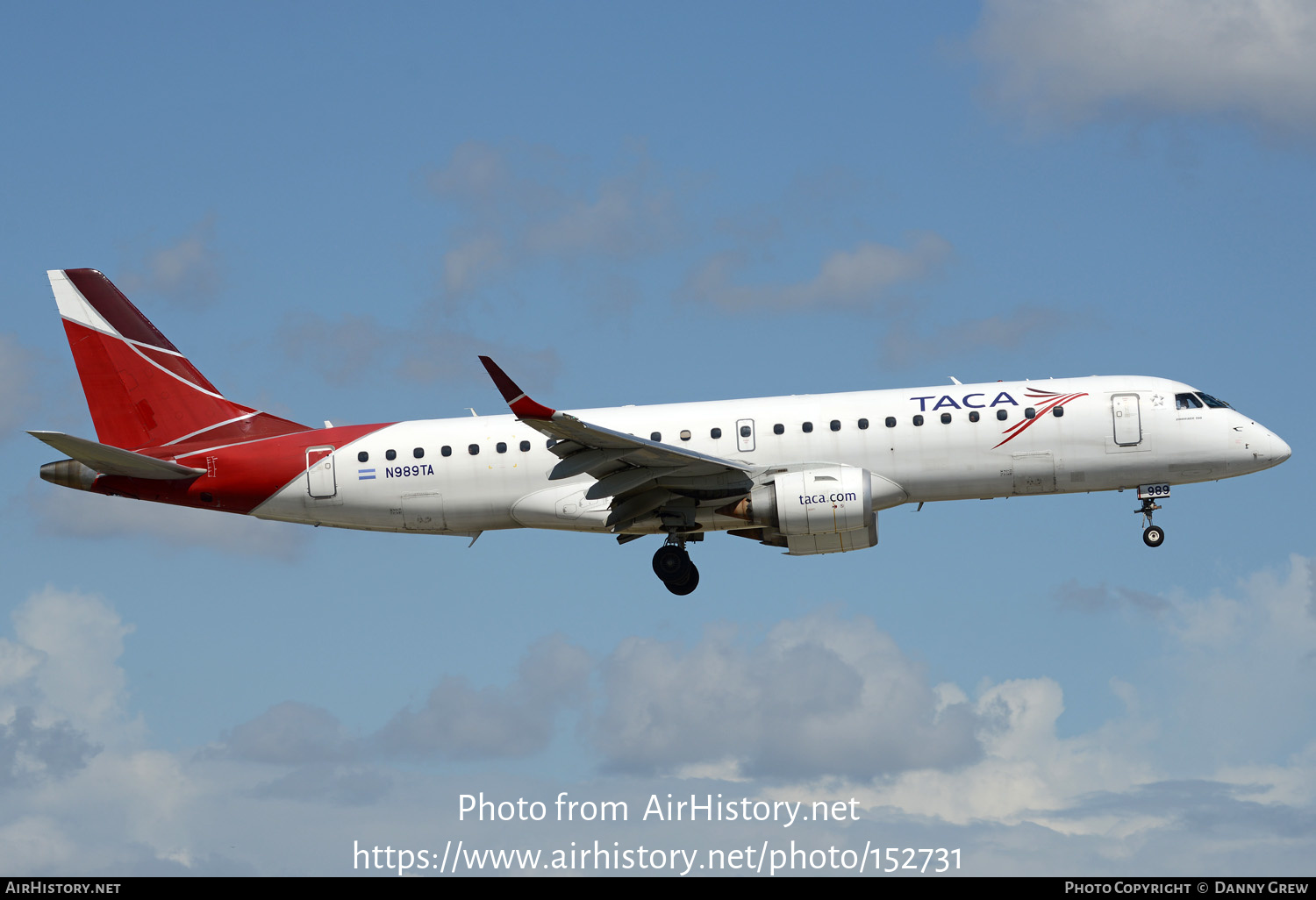 Aircraft Photo of N989TA | Embraer 190AR (ERJ-190-100IGW) | TACA - Transportes Aéreos Centro Americanos | AirHistory.net #152731