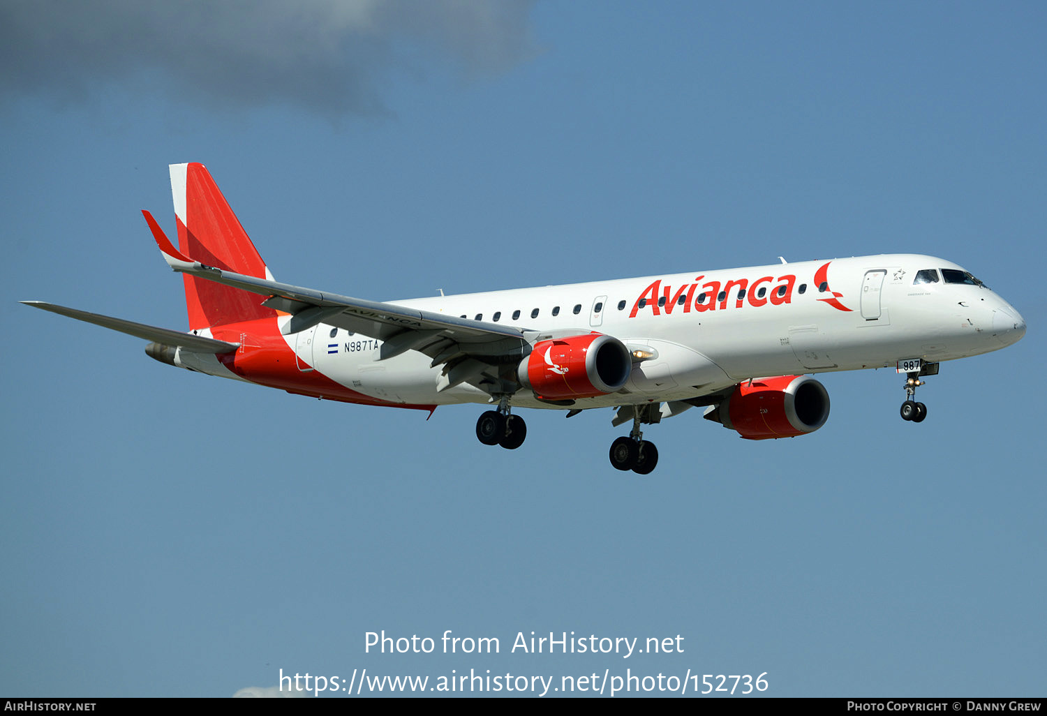 Aircraft Photo of N987TA | Embraer 190AR (ERJ-190-100IGW) | Avianca | AirHistory.net #152736