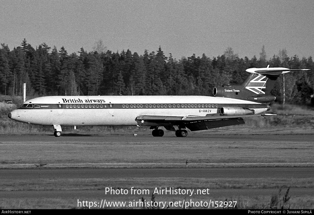 Aircraft Photo of G-AWZV | Hawker Siddeley HS-121 Trident 3B | British Airways | AirHistory.net #152927