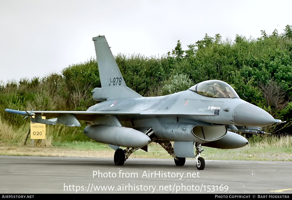 Aircraft Photo of J-878 | General Dynamics F-16A Fighting Falcon | Netherlands - Air Force | AirHistory.net #153169