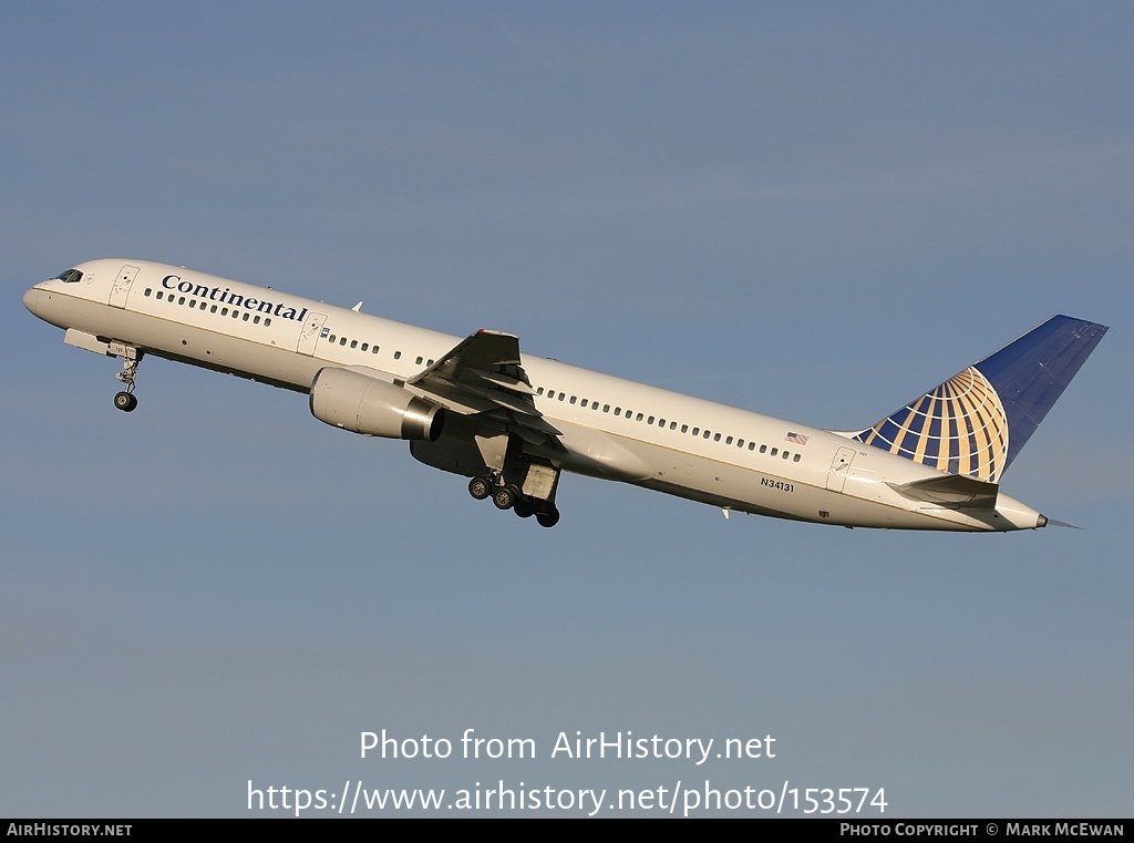 Aircraft Photo of N34131 | Boeing 757-224 | Continental Airlines | AirHistory.net #153574