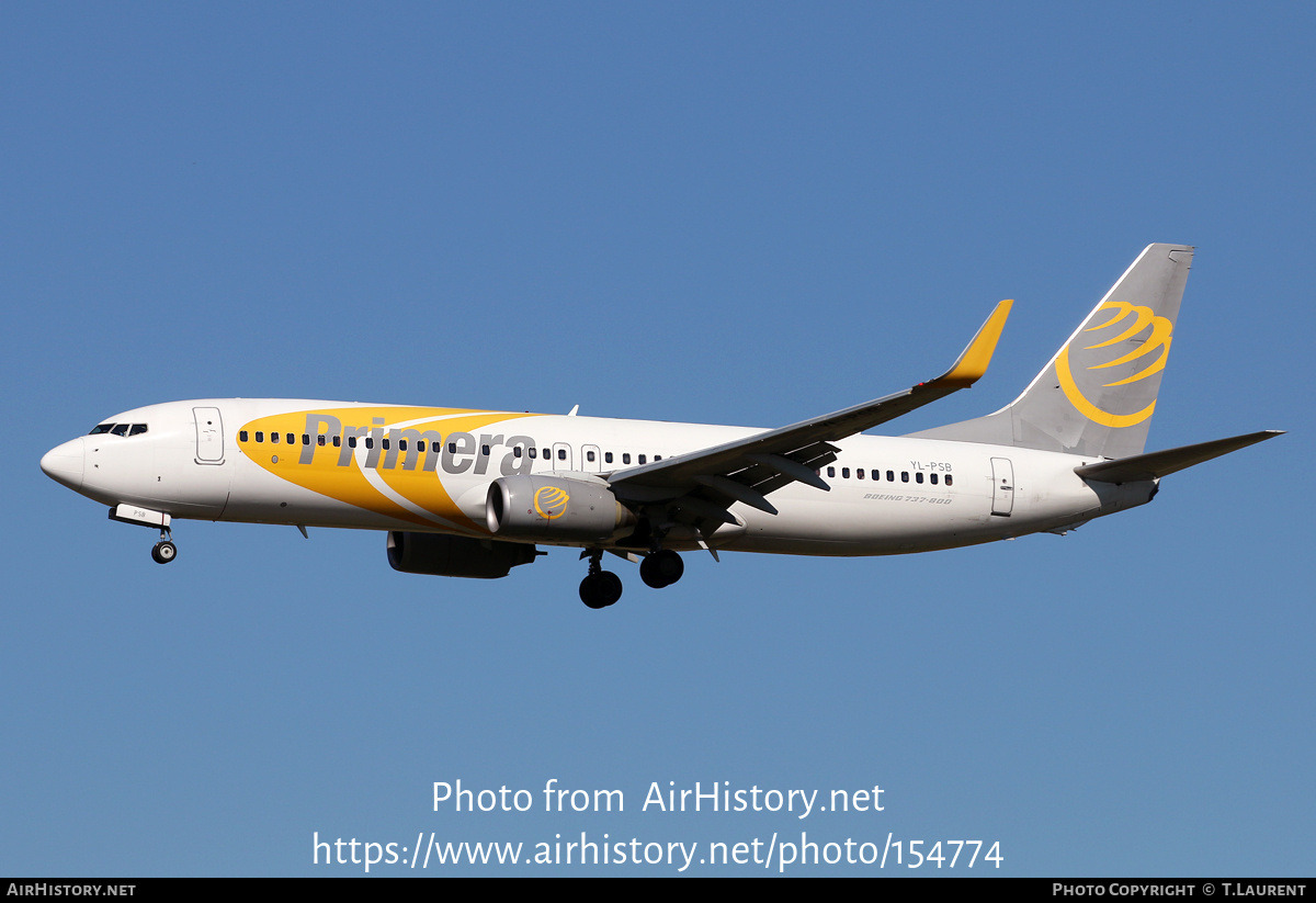 Aircraft Photo of YL-PSB | Boeing 737-8Q8 | Primera Air | AirHistory.net #154774