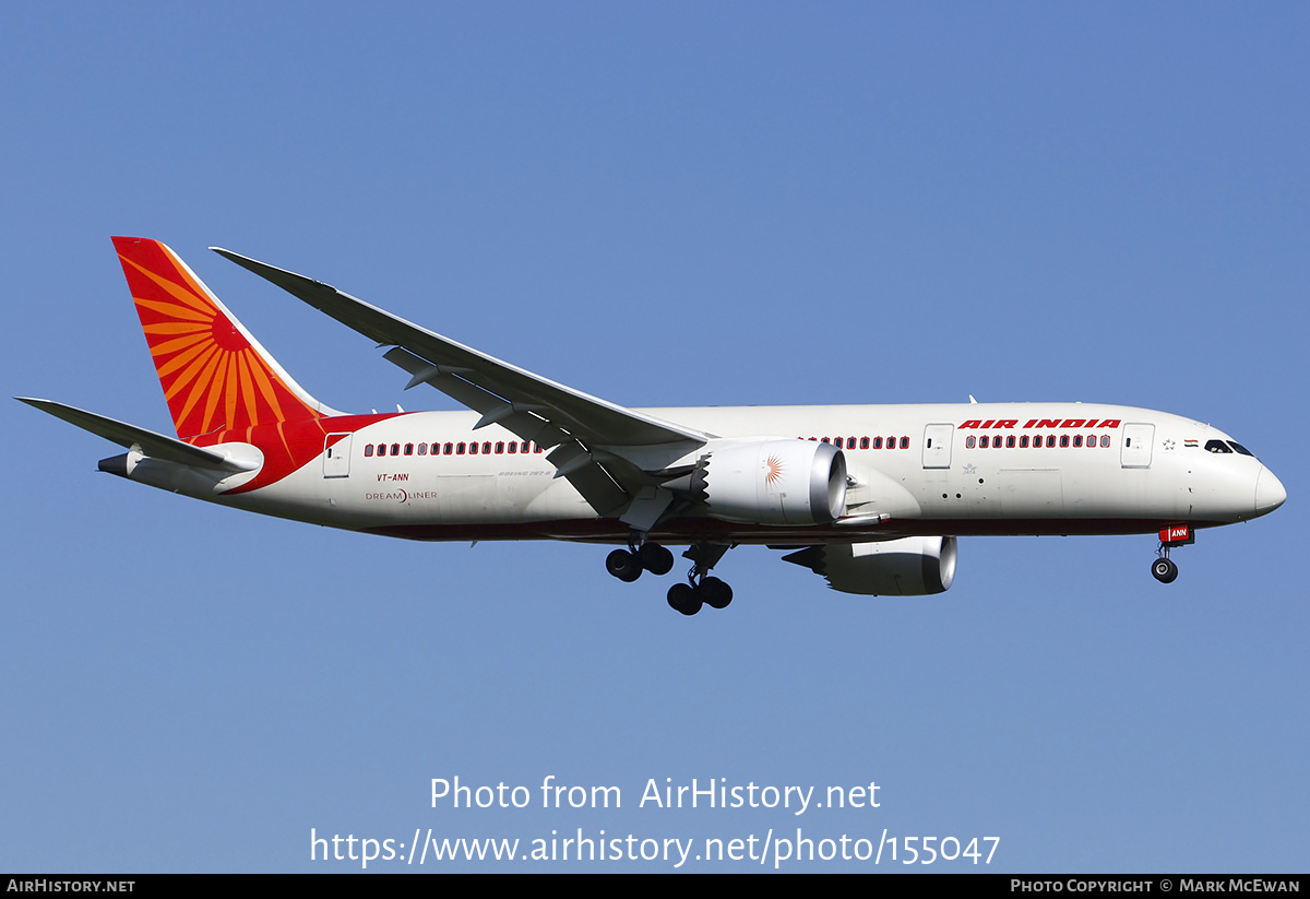 Aircraft Photo of VT-ANN | Boeing 787-8 Dreamliner | Air India | AirHistory.net #155047