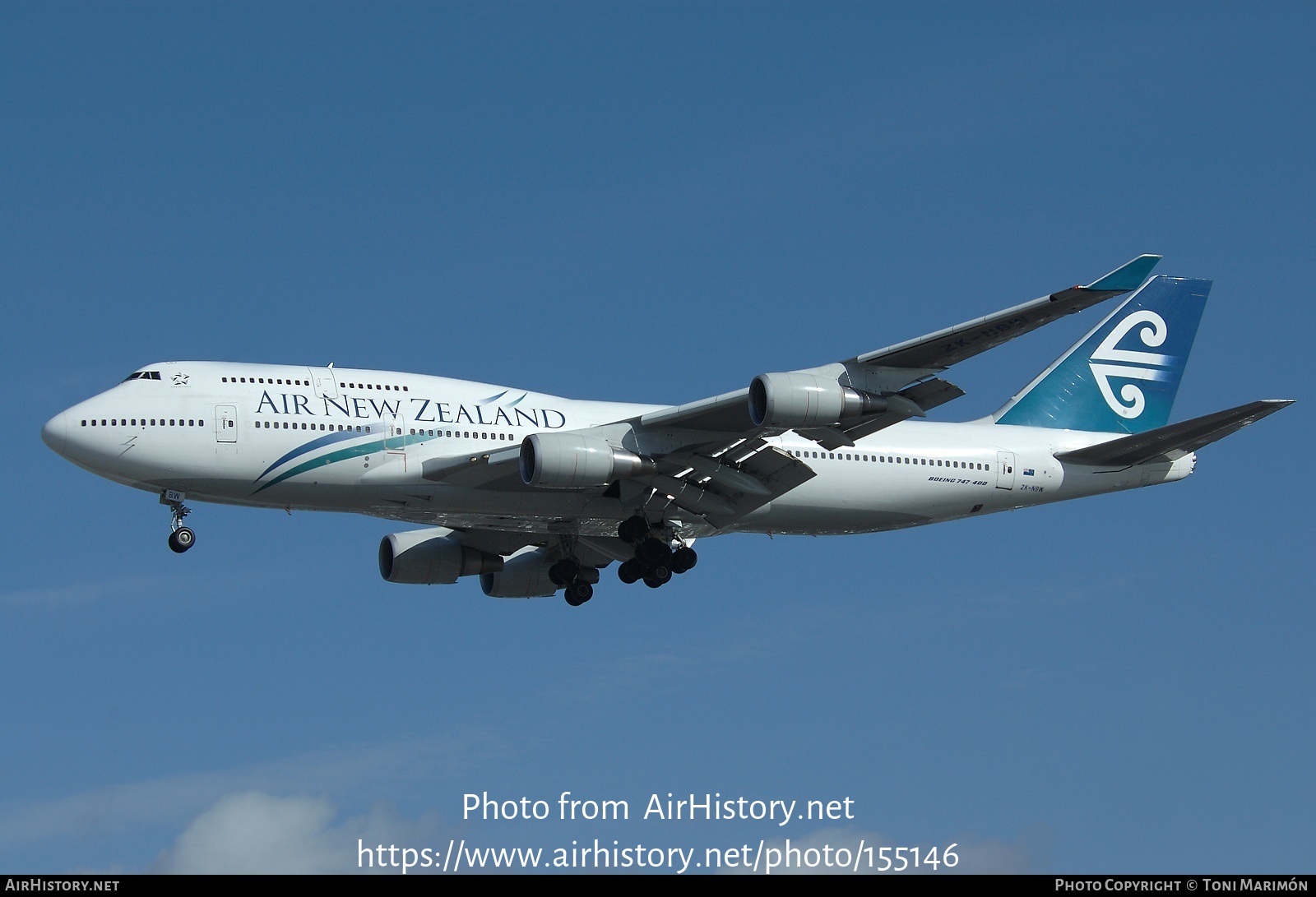 Aircraft Photo of ZK-NBW | Boeing 747-419 | Air New Zealand | AirHistory.net #155146