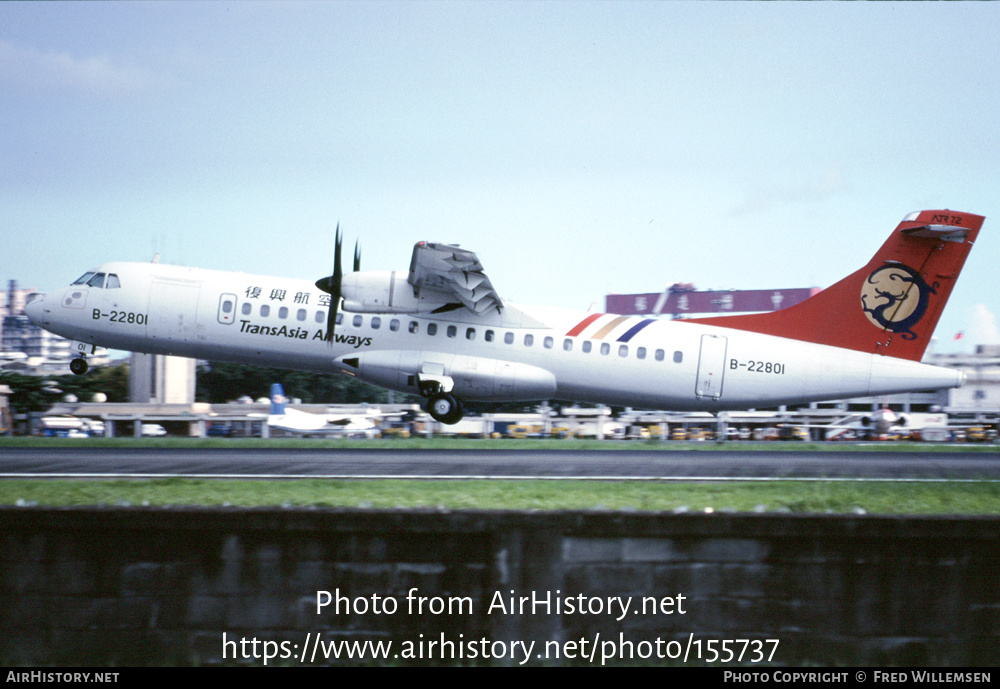 Aircraft Photo of B-22801 | ATR ATR-72-500 (ATR-72-212A) | TransAsia Airways | AirHistory.net #155737