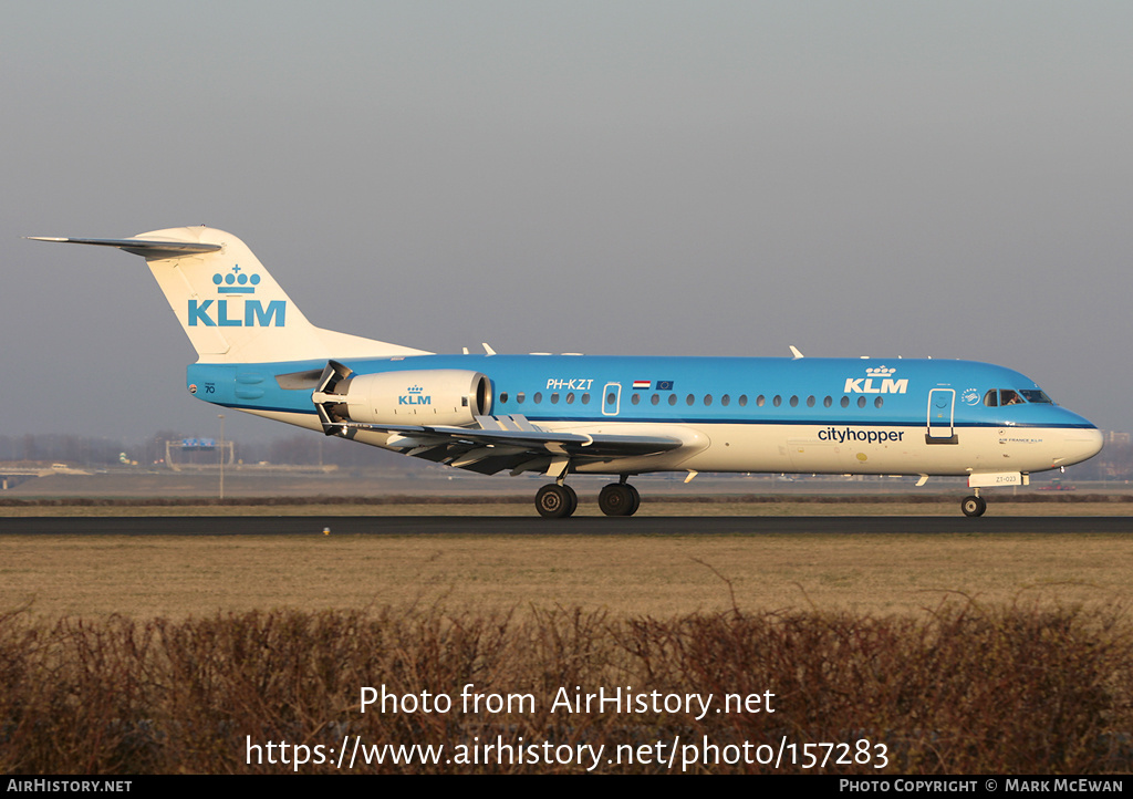 Aircraft Photo of PH-KZT | Fokker 70 (F28-0070) | KLM Cityhopper | AirHistory.net #157283