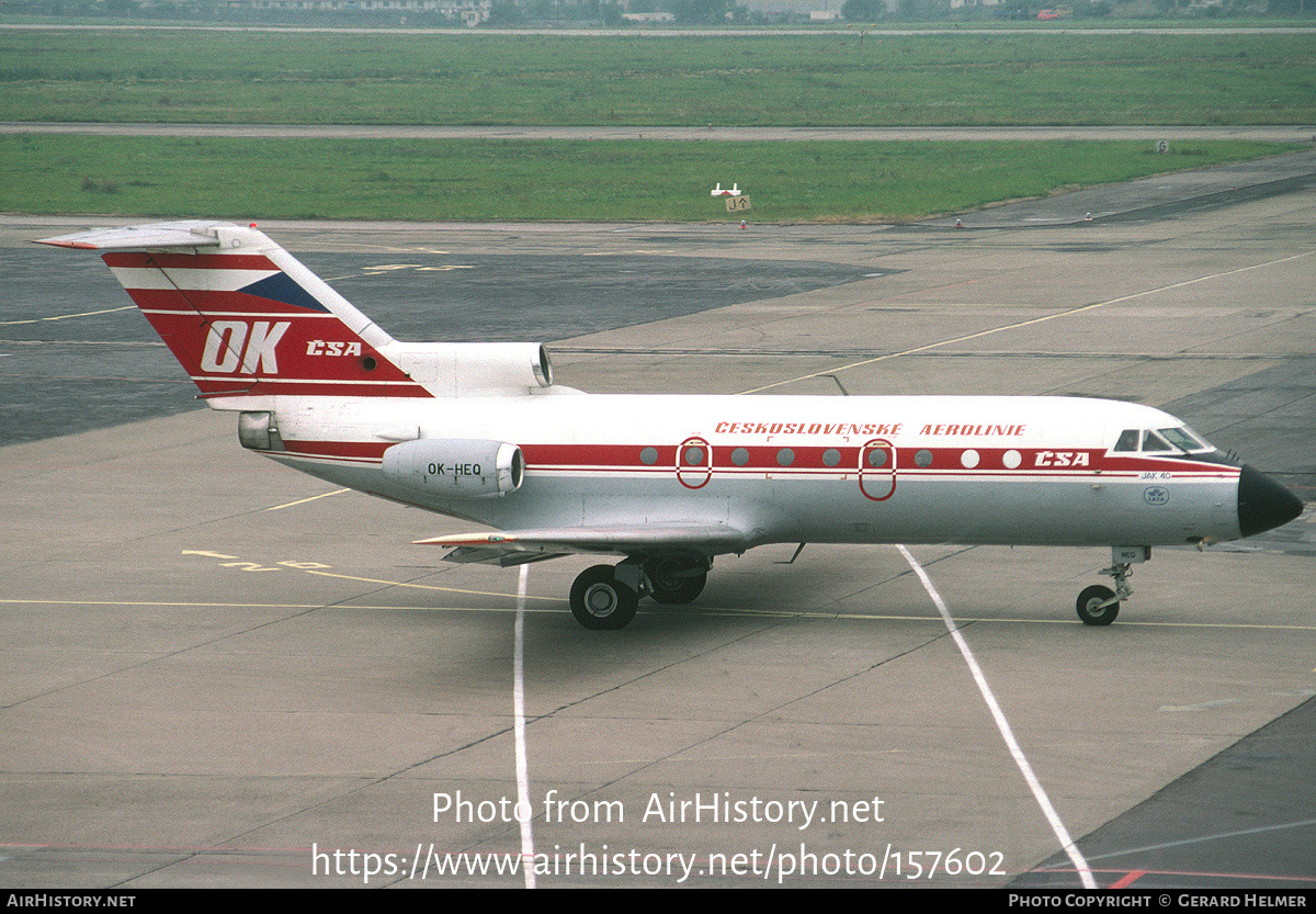 Aircraft Photo of OK-HEQ | Yakovlev Yak-40K | ČSA - Československé Aerolinie - Czechoslovak Airlines | AirHistory.net #157602