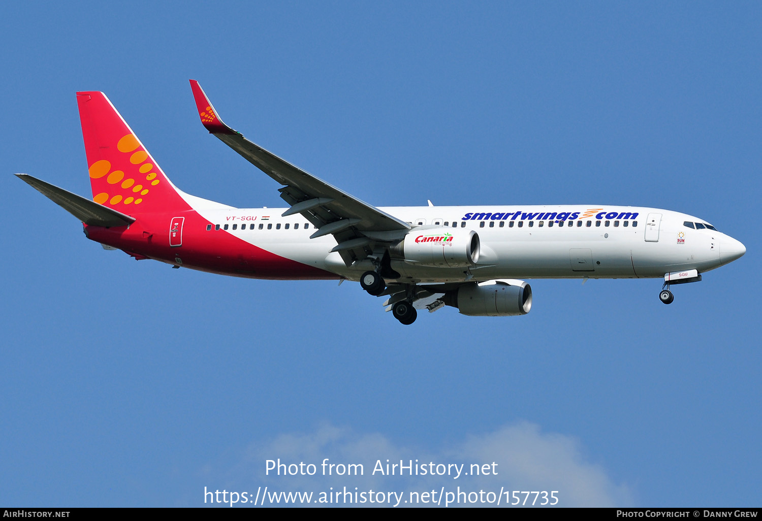 Aircraft Photo of VT-SGU | Boeing 737-8GJ | Smartwings | AirHistory.net #157735