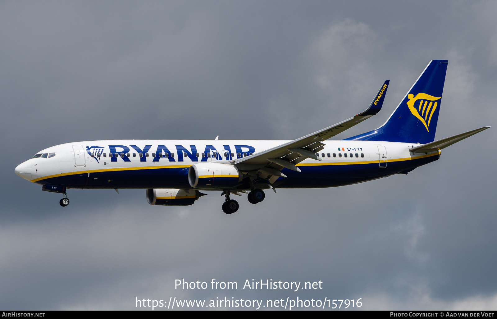 Aircraft Photo of EI-FTY | Boeing 737-800 | Ryanair | AirHistory.net #157916