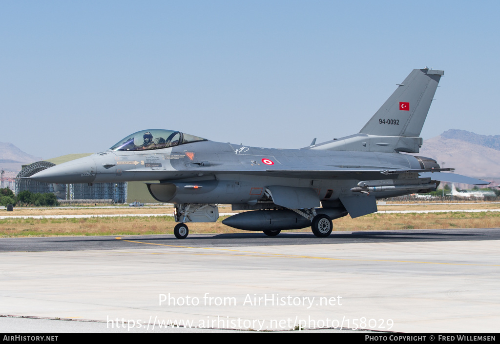 Aircraft Photo of 94-0092 | General Dynamics F-16C Fighting Falcon | Turkey - Air Force | AirHistory.net #158029