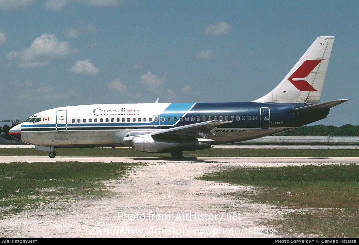 Aircraft Photo of C-GRPW | Boeing 737-275/Adv | Canadian Airlines | AirHistory.net #158233