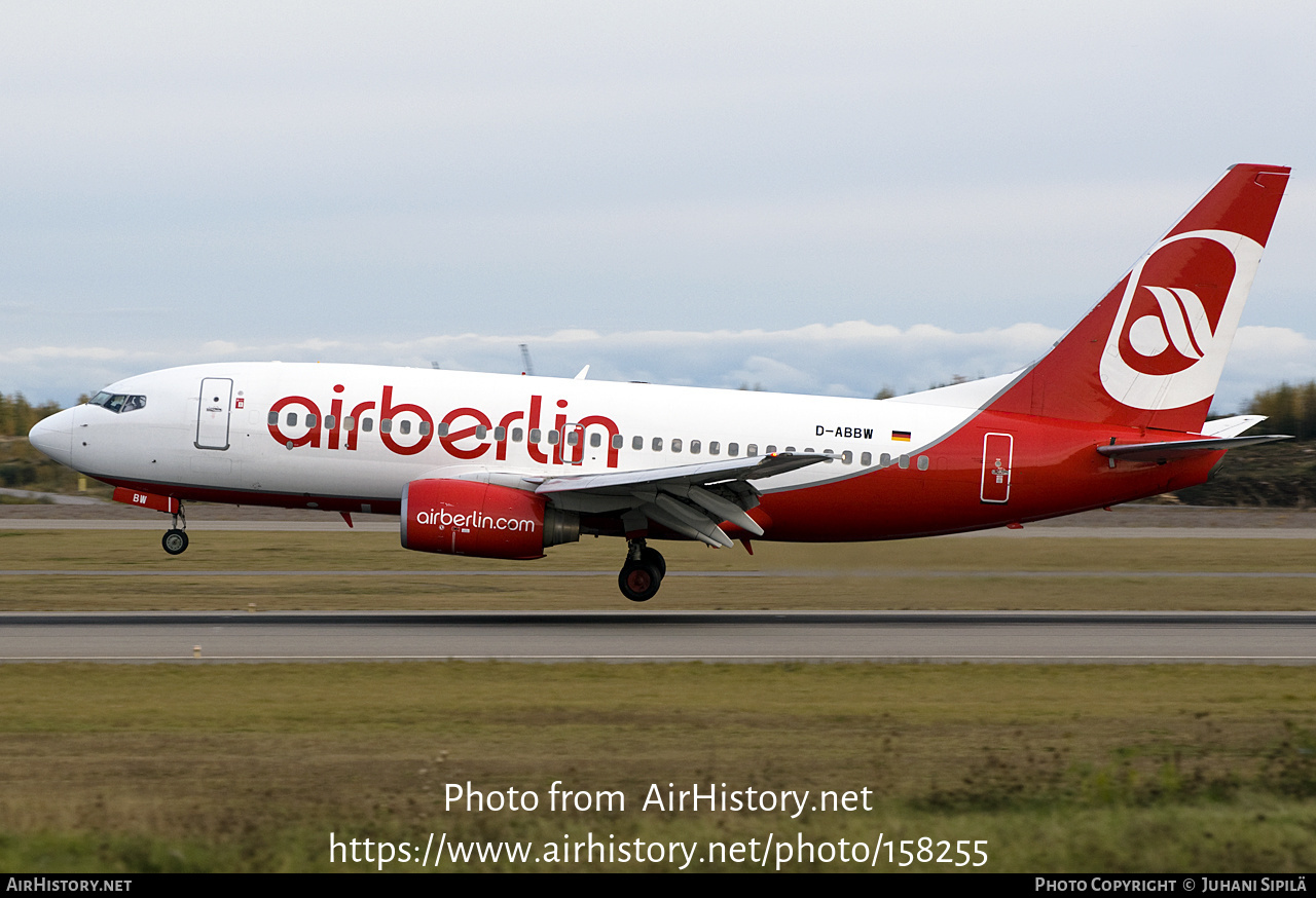 Aircraft Photo of D-ABBW | Boeing 737-7Q8 | Air Berlin | AirHistory.net #158255