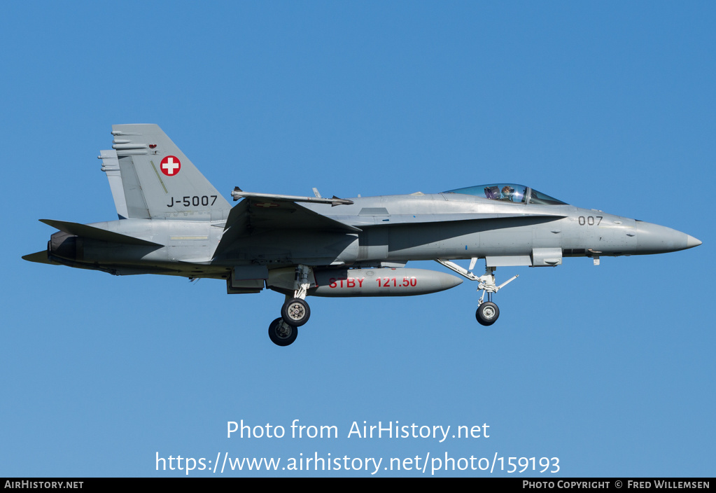 Aircraft Photo of J-5007 | McDonnell Douglas F/A-18C Hornet | Switzerland - Air Force | AirHistory.net #159193