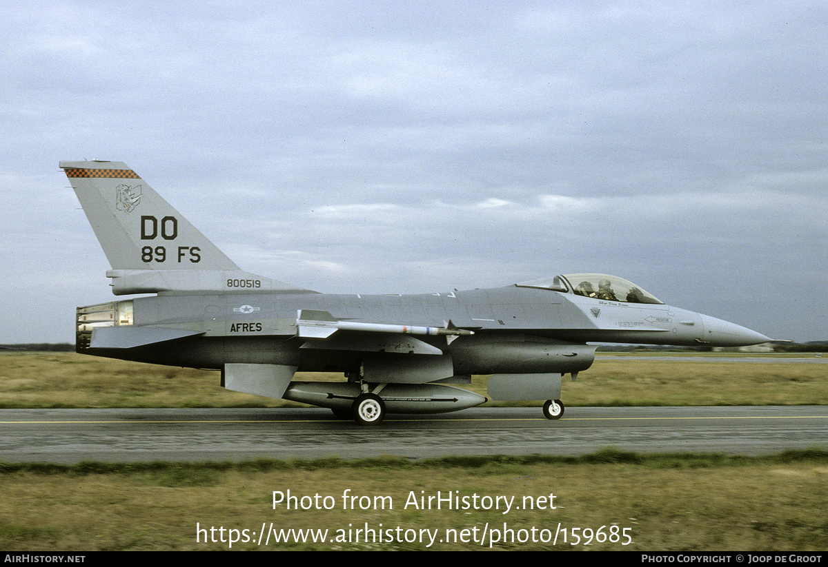 Aircraft Photo of 80-0519 | General Dynamics F-16A Fighting Falcon | USA - Air Force | AirHistory.net #159685