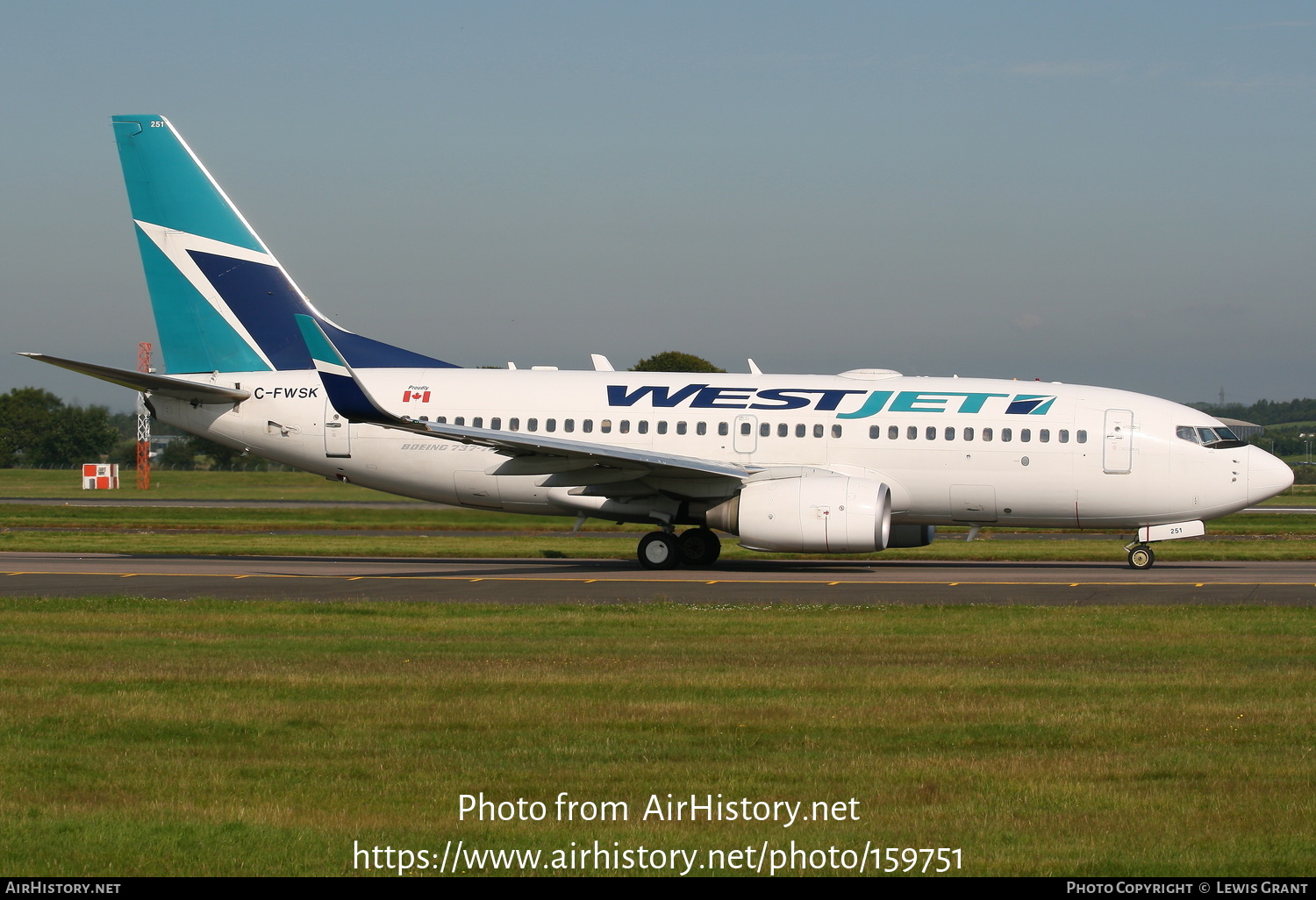 Aircraft Photo of C-FWSK | Boeing 737-7CT | WestJet | AirHistory.net #159751