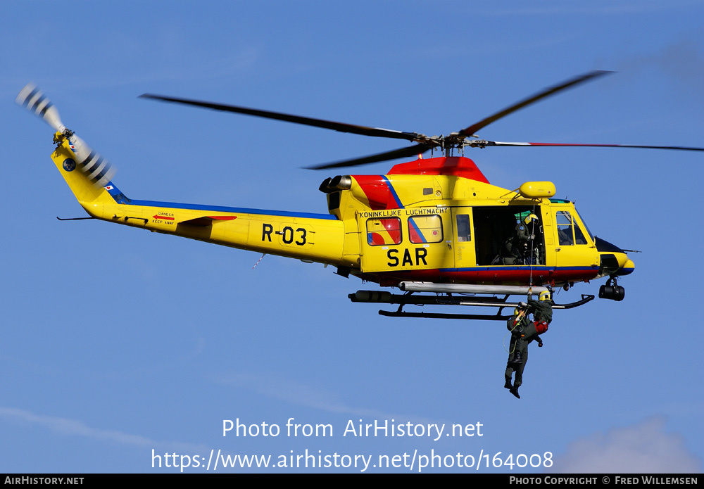 Aircraft Photo of R-03 | Agusta AB-412SP Grifone | Netherlands - Air Force | AirHistory.net #164008