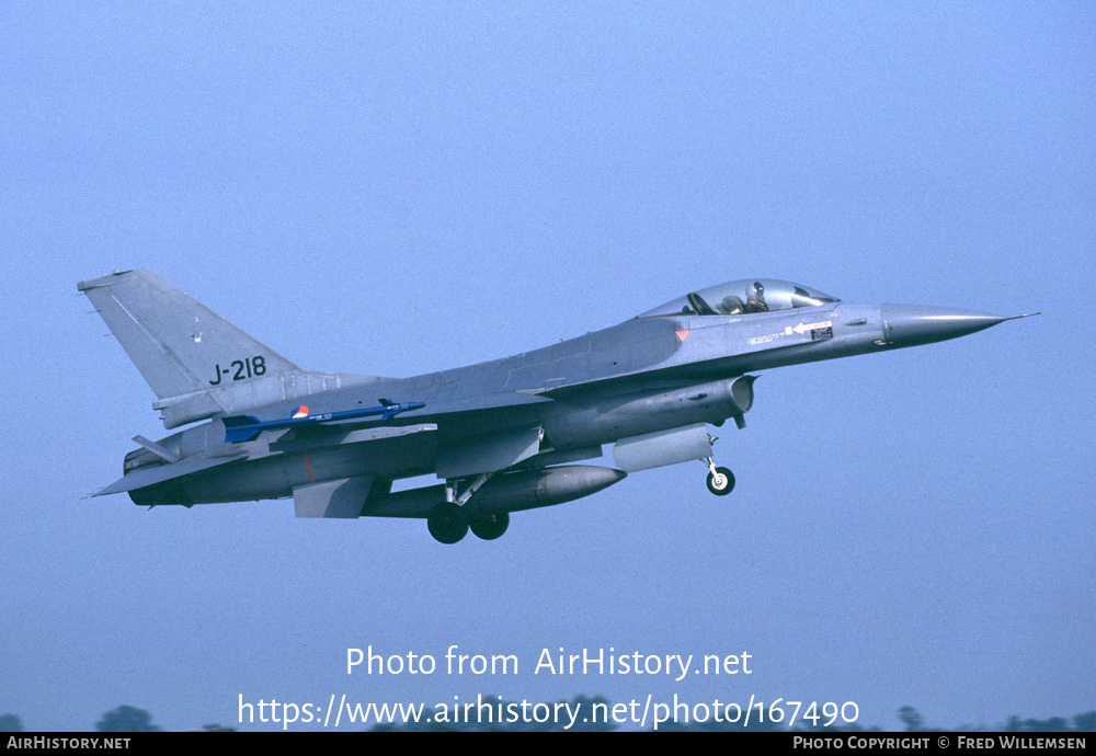 Aircraft Photo of J-218 | General Dynamics F-16A Fighting Falcon | Netherlands - Air Force | AirHistory.net #167490