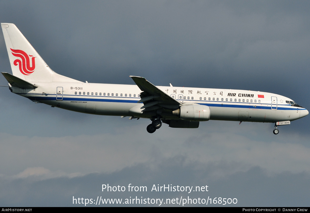 Aircraft Photo of B-5311 | Boeing 737-8Q8 | Air China | AirHistory.net #168500