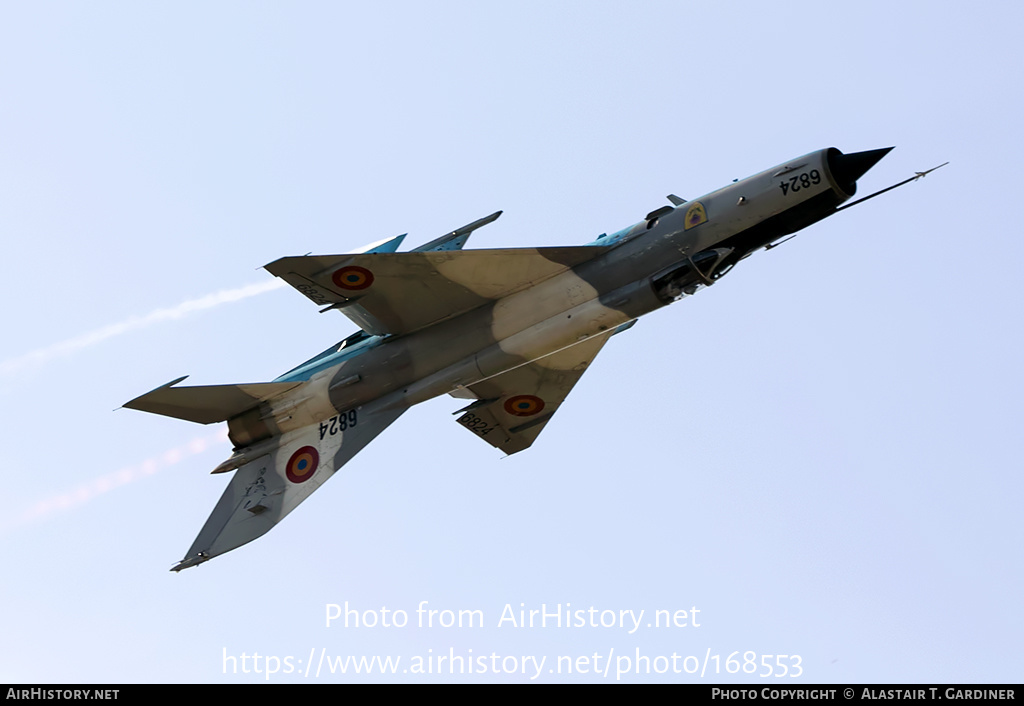 Aircraft Photo of 6824 | Mikoyan-Gurevich MiG-21MF Lancer C | Romania - Air Force | AirHistory.net #168553