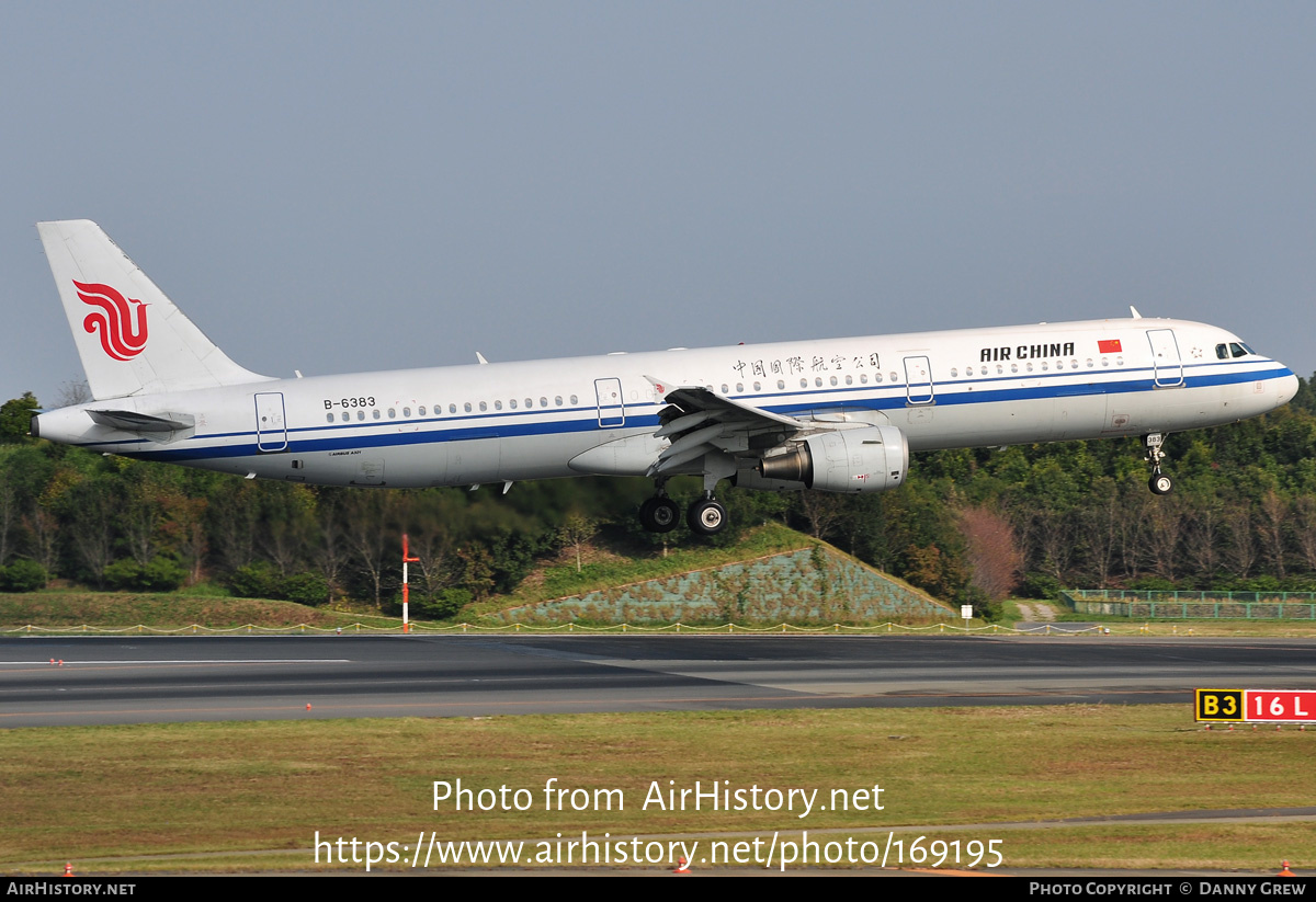 Aircraft Photo of B-6383 | Airbus A321-213 | Air China | AirHistory.net #169195