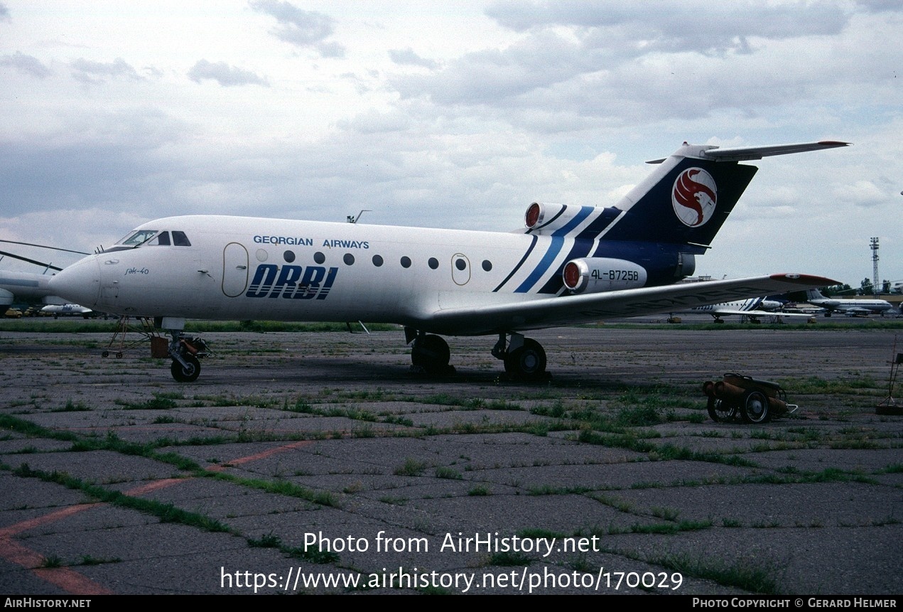 Aircraft Photo of 4L-87258 | Yakovlev Yak-40 | Orbi - Georgian Airways | AirHistory.net #170029