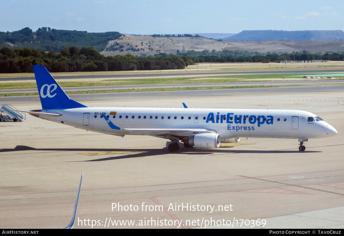 Aircraft Photo of EC-LEK | Embraer 195LR (ERJ-190-200LR) | Air Europa Express | AirHistory.net #170369