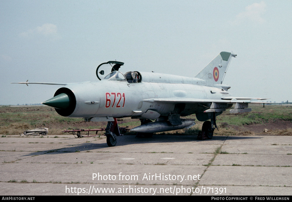 Aircraft Photo of 6721 | Mikoyan-Gurevich MiG-21MF | Romania - Air Force | AirHistory.net #171391