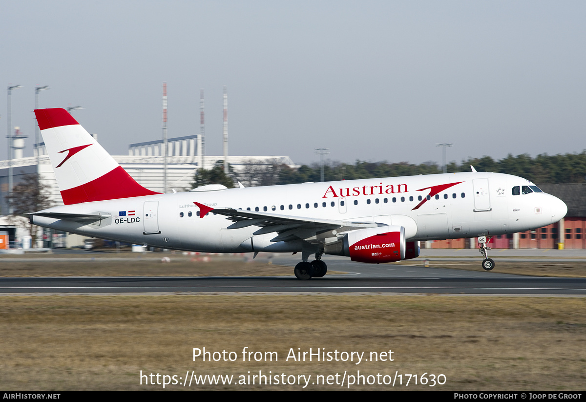 Aircraft Photo of OE-LDC | Airbus A319-112 | Austrian Airlines | AirHistory.net #171630