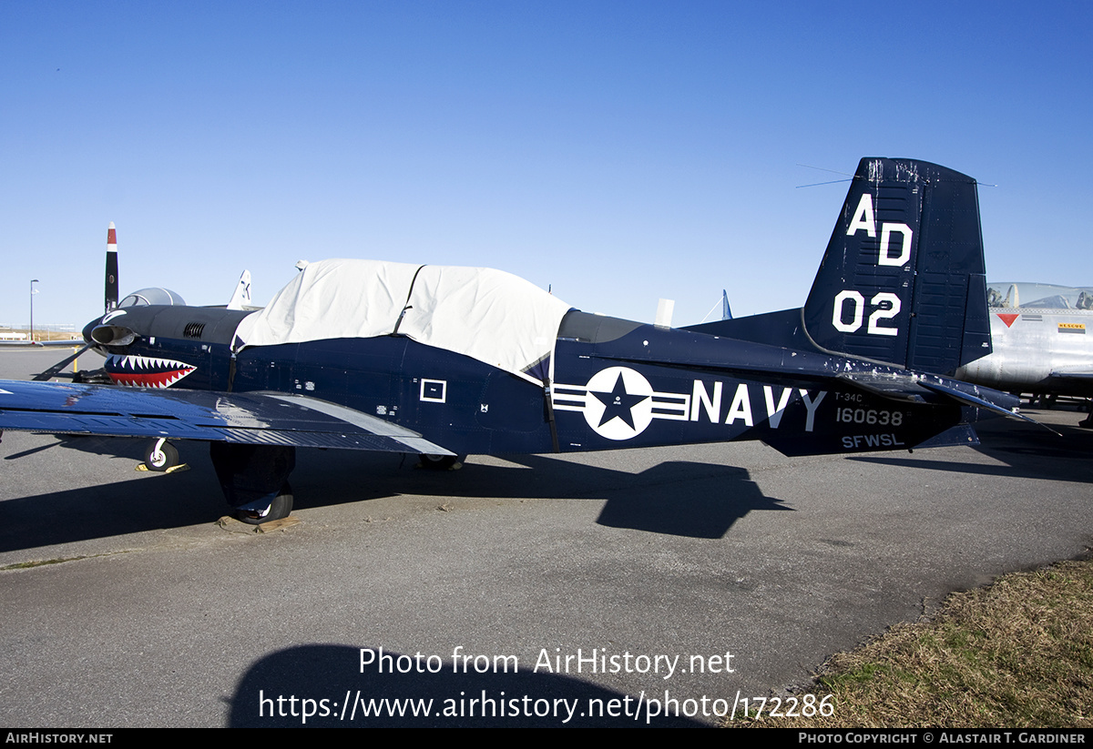 Aircraft Photo of 160638 | Beech T-34C Turbo Mentor | USA - Navy | AirHistory.net #172286