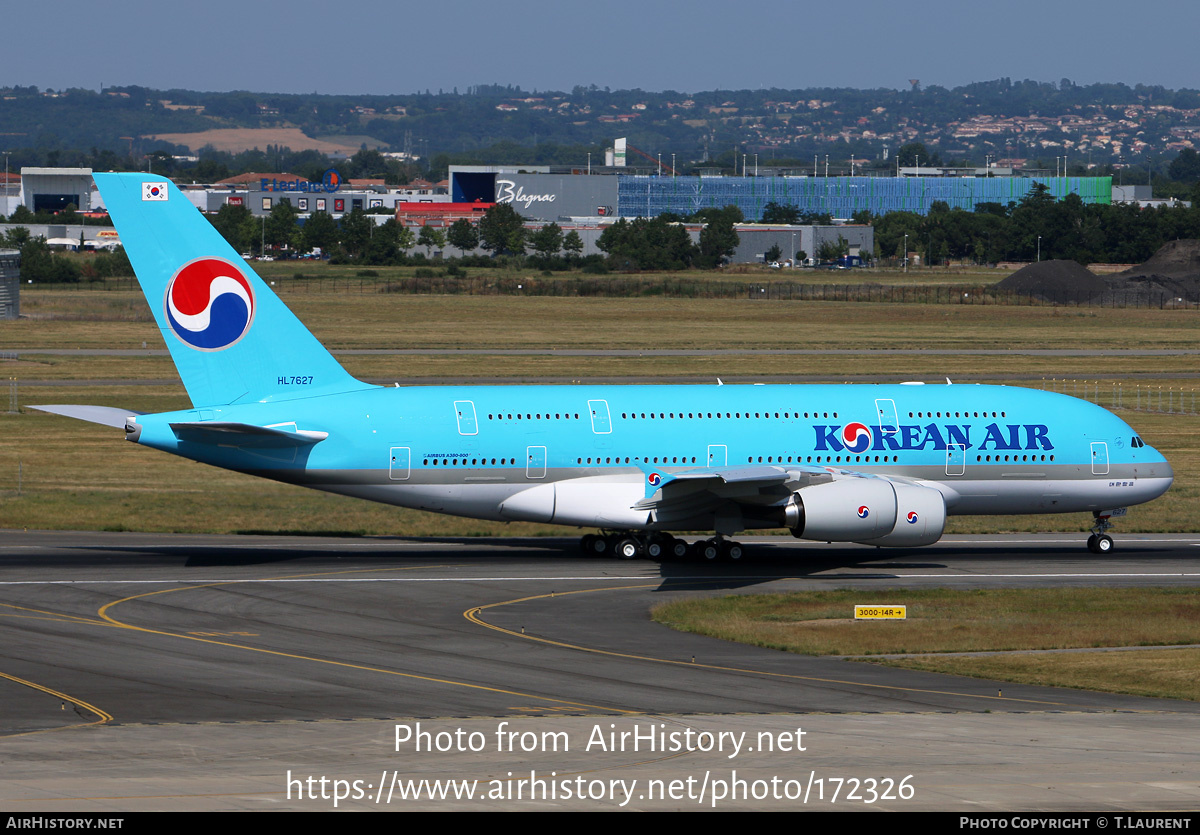 Aircraft Photo of HL7627 | Airbus A380-861 | Korean Air | AirHistory.net #172326