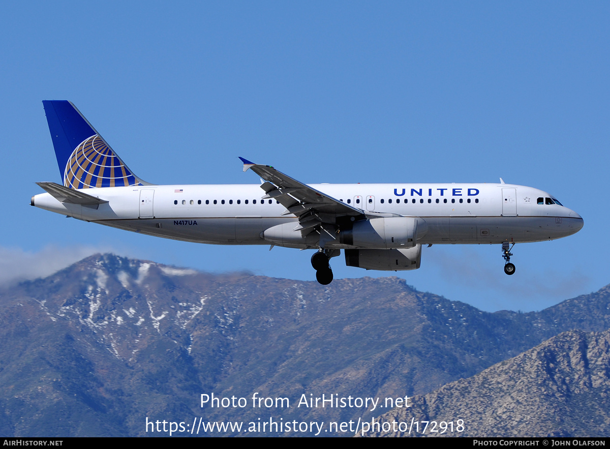 Aircraft Photo of N417UA | Airbus A320-232 | United Airlines | AirHistory.net #172918