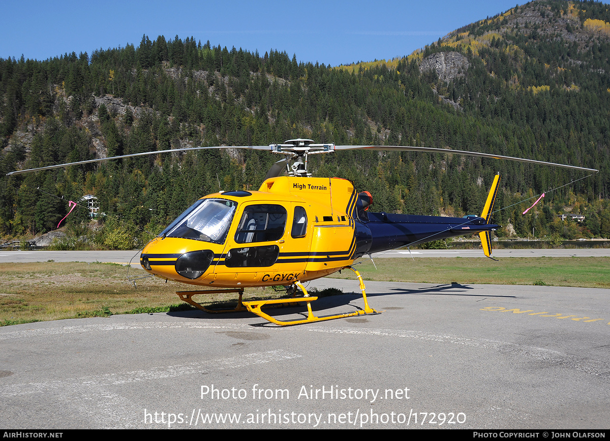 Aircraft Photo of C-GYGK | Aerospatiale AS-350BA Ecureuil | High Terrain Helicopters | AirHistory.net #172920