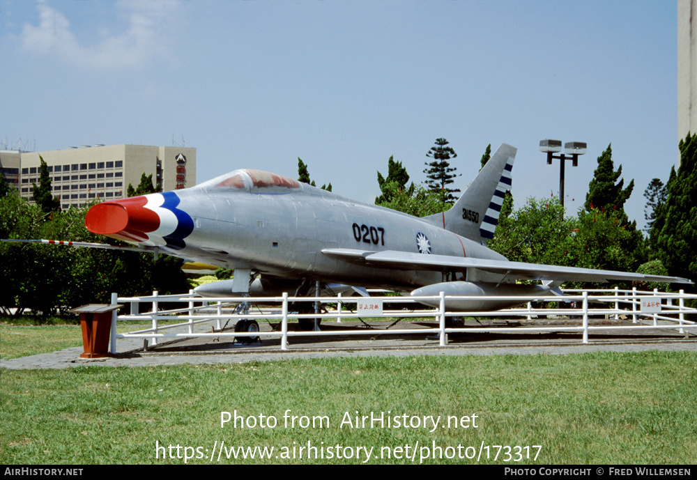 Aircraft Photo of 0207 | North American F-100A Super Sabre | Taiwan - Air Force | AirHistory.net #173317