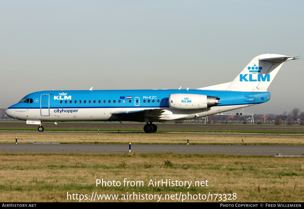 Aircraft Photo of PH-KZC | Fokker 70 (F28-0070) | KLM Cityhopper | AirHistory.net #173328