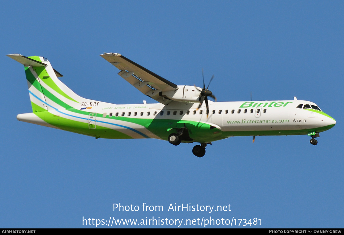 Aircraft Photo of EC-KRY | ATR ATR-72-500 (ATR-72-212A) | Binter Canarias | AirHistory.net #173481