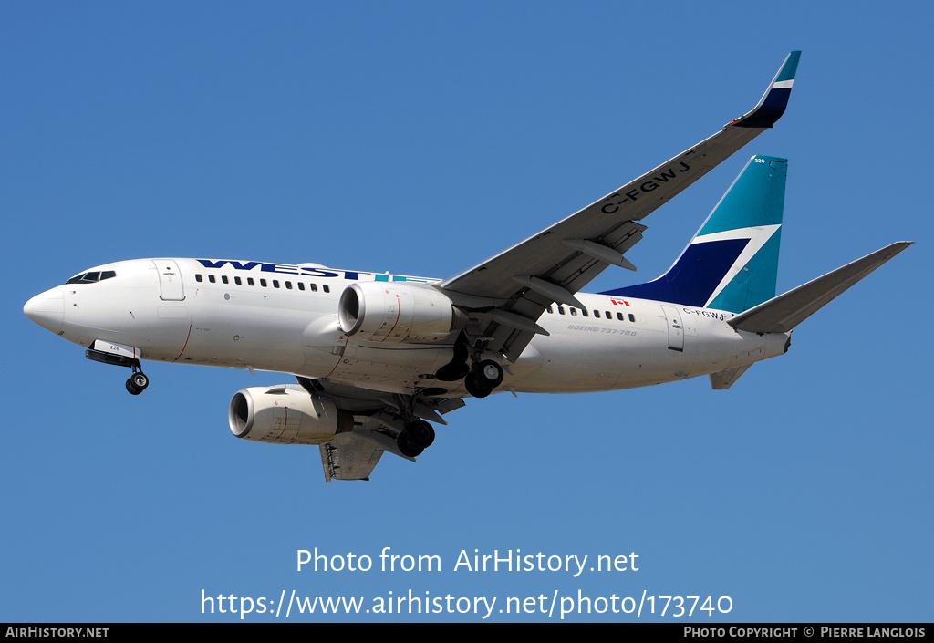 Aircraft Photo of C-FGWJ | Boeing 737-7CT | WestJet | AirHistory.net #173740