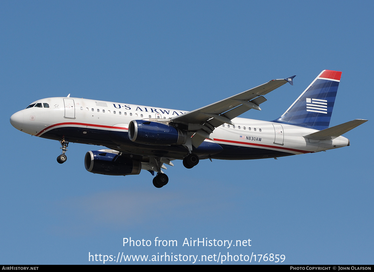 Aircraft Photo of N830AW | Airbus A319-132 | US Airways | AirHistory.net #176859