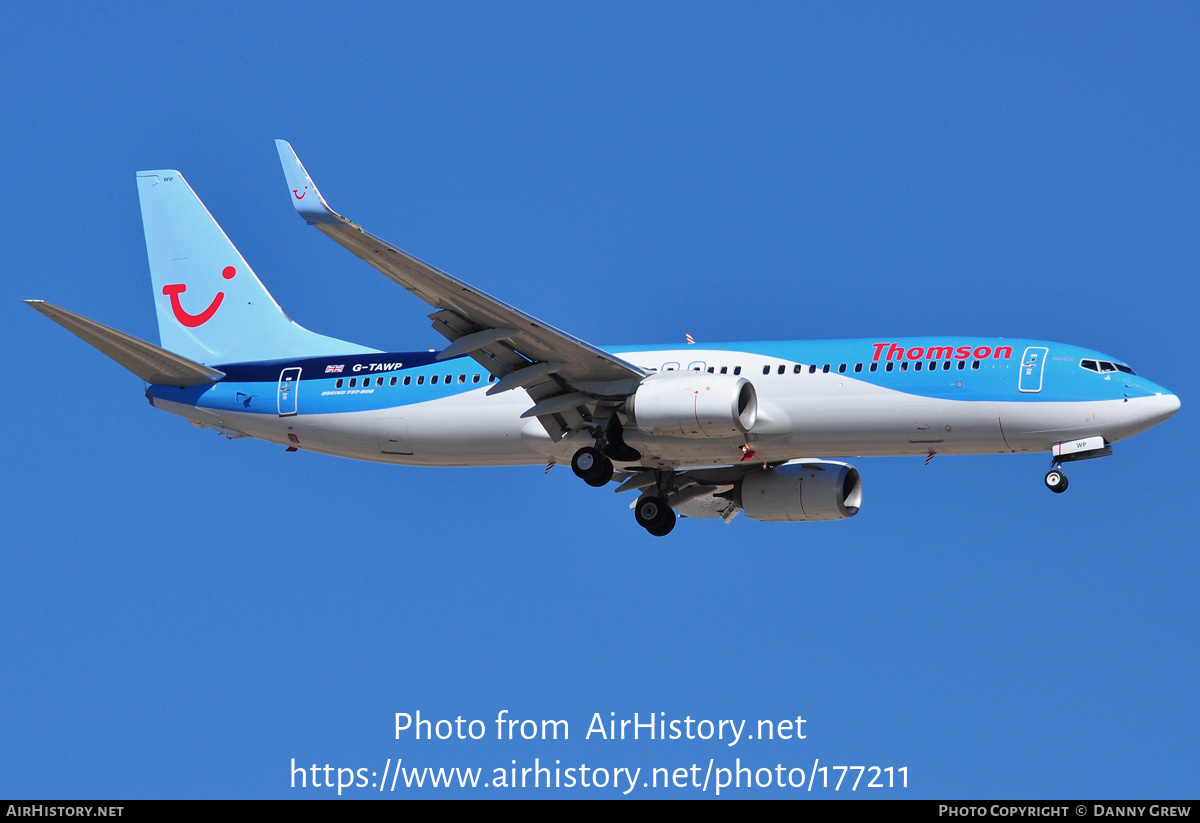 Aircraft Photo of G-TAWP | Boeing 737-8K5 | Thomson Airways | AirHistory.net #177211