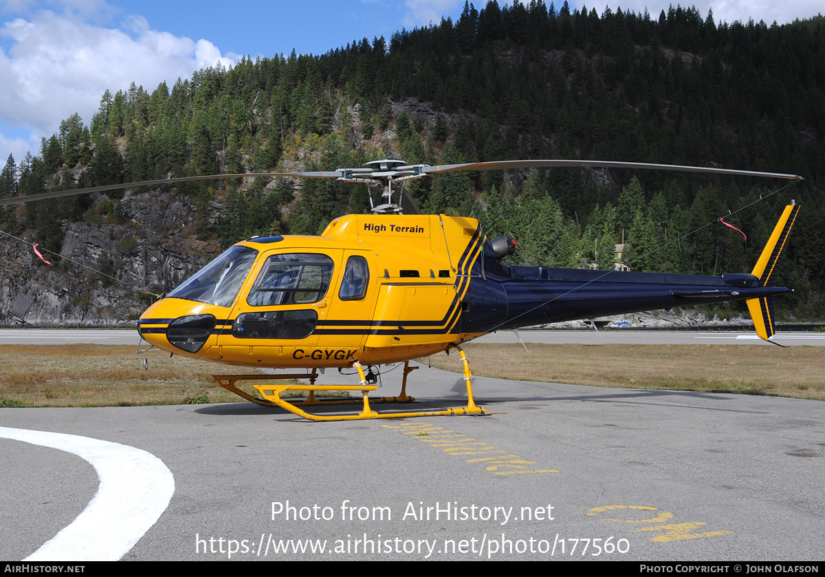 Aircraft Photo of C-GYGK | Aerospatiale AS-350BA Ecureuil | High Terrain Helicopters | AirHistory.net #177560