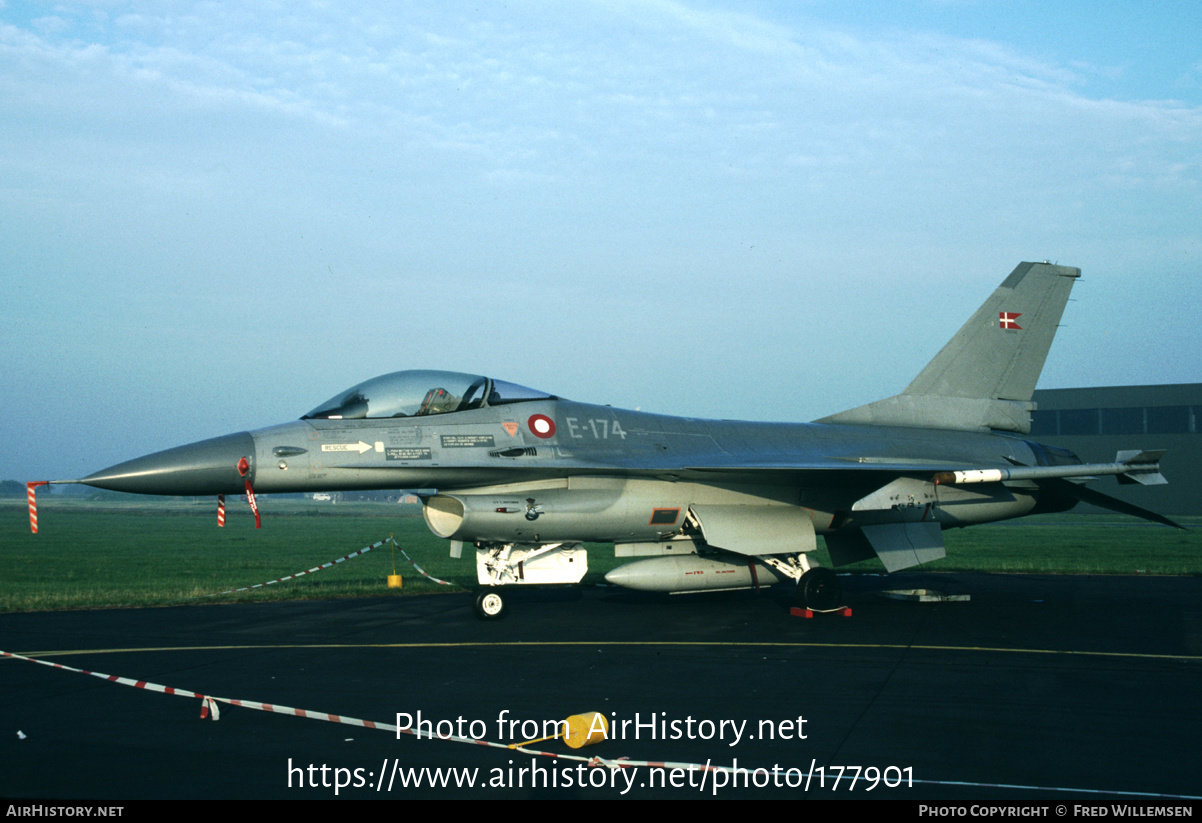 Aircraft Photo of E-174 | General Dynamics F-16A Fighting Falcon | Denmark - Air Force | AirHistory.net #177901