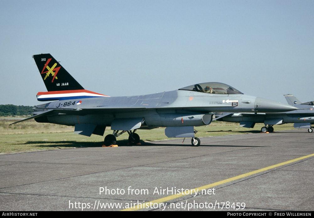 Aircraft Photo of J-864 | General Dynamics F-16A Fighting Falcon | Netherlands - Air Force | AirHistory.net #178459